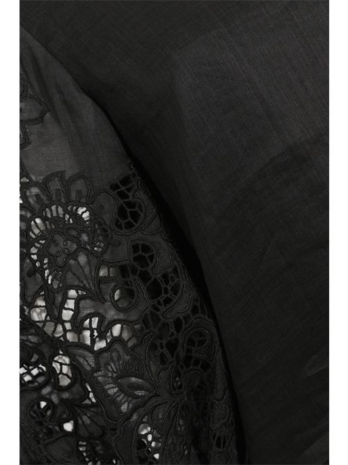 T-shirt MSTORDINE in garza ramié e Sangallo Nero MAX MARA STUDIO | 2616161012600003